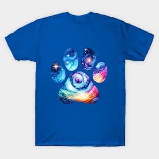 Van gogh starry night style for paw print, minimal style, pet lovers, animal lovers T-Shirt